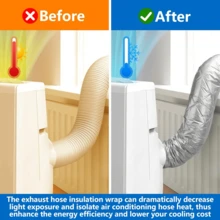 Un ensemble de housses de protection améliorées pour tuyau de climatiseur, comprenant 2 sangles réglables, housses d'isolation pour tuyau de climatiseur convenant aux climatiseurs portables avec des évents de tuyau d'échappement de 5,9 pouces. - Modèle en feuille d'aluminium A - Voir 5