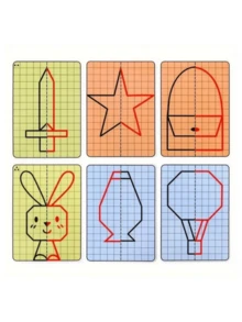 10pcs Reusable Cartoon Grid Symmetrical Drawing Cards, Pen Control Art Training Set, Portable Educational Activity Supplies - Multicolor - View 7