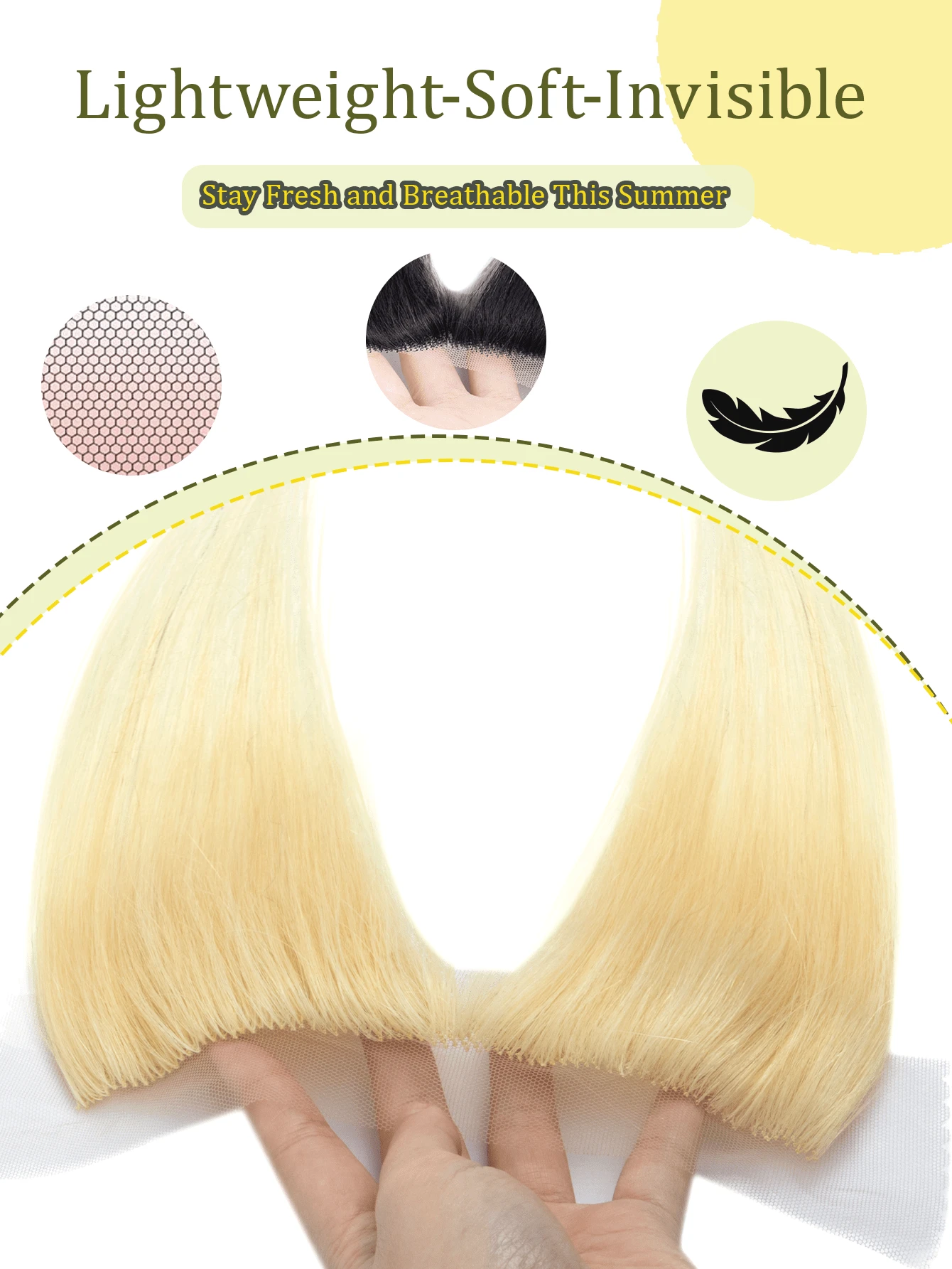 Curtain Bangs Invisi-Light Human Hair Face-Framing Lace Side Bangs Natural Straight Hair Fringe No Clip-In Hair Extensions Forehead Coverage Brown/Blonde Suitable For Daily Wear, Party Quick Hairstyle Change Seamless Breathable