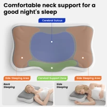1 buah Bantal Leher Busa Memori untuk Tidur, Bantal Serviks Ergonomis untuk Tempat Tidur, Busa Memori dengan Daya Pantul Lambat untuk Tidur Nyaman, Cocok untuk Semua Posisi Tidur, Sarung Pendingin yang Dapat Dilepas dan Dicuci - Grey - View 3