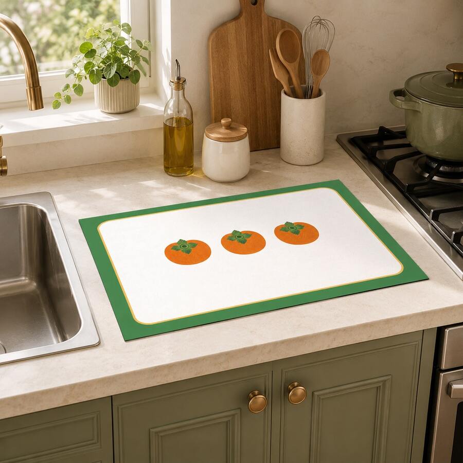1pc Diatomaceous Earth Drying Mat, Non-Slip Heat-Resistant Absorbent Mat, Suitable For Kitchen Countertop, Coffee Machine, Tableware, Home Cafe Bar Party Decoration Placemat Gift - Multicolor - View 1