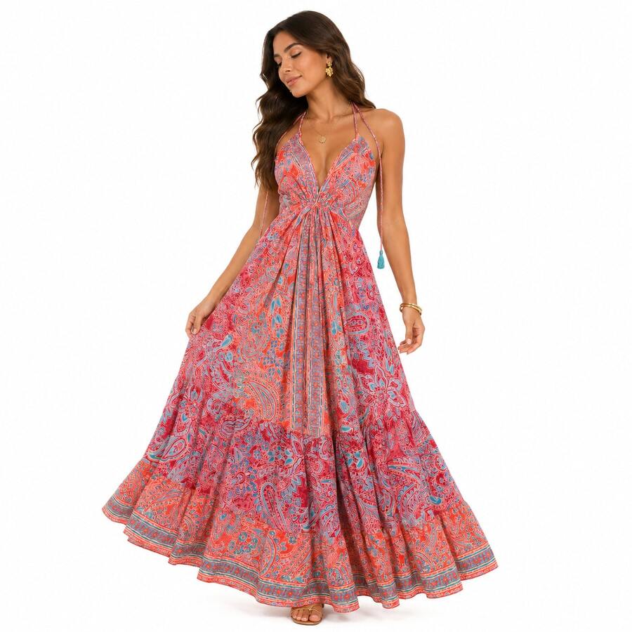 Long Dress Costs Nude - Pink - View 1