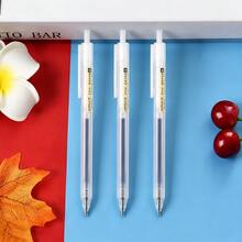 3pcs/Pack 0.5mm Retractable Gel Pens, Back To School Essential, Minimalist Aesthetic Matte Transparent Barrel, Quick-Drying Smooth Writing, Black Ink Pens, Suitable For Students, Office, School Stationery - Blue - View 8