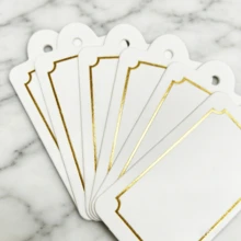 20PCS / Gold Foil Edge Blank Paper Gift Tags With Gold String, DIY Handwritten Labels For Wedding Birthday Gift Packaging Cake Packaging Labels, Gift Handwritten Message Cards Birthday Party Gift Box Hanging Tags - View 4