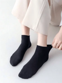 1/5/7/10/20 Pairs Minimalist Basic Men's Ankle Socks. Soft And Lightweight Full-Coverage Low-Cut Ankle Socks, Women's Over-The-Knee Socks And Men's Mid-Calf Socks, Suitable For Sports, Home And Casual. Business Casual Unisex Knee-High Socks And Socks, Black - Black - View 2