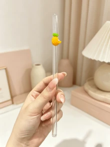 1/2入 夏季熱銷鳳梨裝飾彎曲透明玻璃吸管，適用於各式冷熱飲品，適合海灘、婚禮、畢業活動、日常廚房使用及節慶攝影配件 - 查看 7