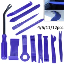 Kit de 4/5/11/12 piezas de herramientas de palanca para desmontar radio, puerta, clip, panel, moldura y salpicadero de automóvil, cuchillas de plástico para desmontaje manual de interior de coche - Rojo - Ver 7
