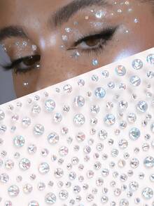 2 piezas Gemas de Body brillantes con rhinestones rosas, pegatinas de joyas 3D para maquillaje de fiesta, accesorios, pegatinas de rhinestones para estilo Y2K, festival de música, - Marrón - Ver 1