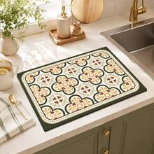 1pc Plaid Pattern Diatomaceous Earth Drying Mat, Non-Slip Heat-Resistant Absorbent Mat, Suitable For Kitchen Countertop, Coffee Machine, Tableware, Home Cafe Bar Party Decoration Placemat Gift - Multicolor - View 7