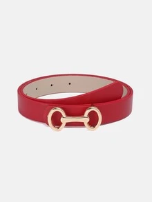 1pc Solid Color Casual PU (Polyurethane) Women's Belt Suitable For Daily Use Double D-Buckle For Dresses And Suit Pants - A - View 12