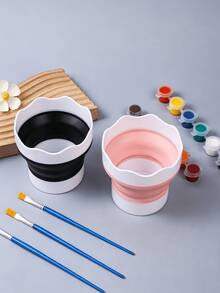 Mini Foldable Paint Brush Cleaner Bucket, Small Portable Handheld Brush Washing Bucket, Suitable For Art Students' Sketching And Painting - Multicolor - View 4