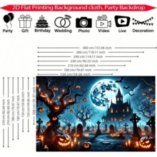 1pc Halloween Castle Moonlight Pumpkin Banner, Polyester Material, Suitable For Halloween Party, Haunted House Theme Events, Birthday, Indoor/Outdoor Decoration, Home Decor, Garden, Yard Decoration And General Theme - A - View 5