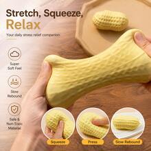 Jouet à presser en forme de cacahuète réaliste, jouet anti-stress super doux à rebond lent, accessoire de main créatif et réaliste pour soulager le stress, soulage l'anxiété, décoration de bureau portable à presser - Multicolore - Voir 9