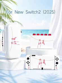 1個度假風比基尼印花圖案保護殼，相容於新Switch 2 (2025)、Switch NS/Switch OLED/Lite，適用於Switch 2遊戲主機配件，全套組，含收納袋、卡槽底座殼，Switch保護殼，給Switch玩家的浪漫禮物 - 彩色 - 查看 1