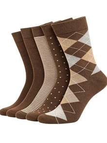 New 4 Pairs Gift Box Men's Mid-Calf Socks, Multiple Colors Available, Sweat-Absorbing Odor-Resistant All-Season Men's Business Dress Socks, Father's Day Gift - Multicolor - View 10