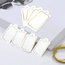 20PCS / Gold Foil Edge Blank Paper Gift Tags With Gold String, DIY Handwritten Labels For Wedding Birthday Gift Packaging Cake Packaging Labels, Gift Handwritten Message Cards Birthday Party Gift Box Hanging Tags - View 5
