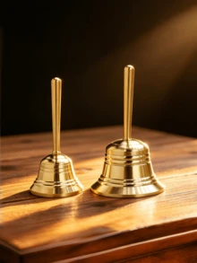 Brass Hand-Rung Bell, Small And Large Sizes Available, Handle Bell Vintage Decorative Ornament, Collectible Desktop Decor - Multicolor - View 2