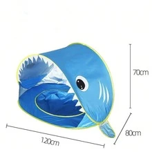 Outdoor Beach Pool Tent, Quick Fold, Cartoon Shark, Swimming & Sunshade - Multicolor - View 5