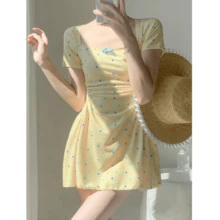 Women Swim Dresses - Yellow - View 4