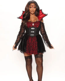 Women's Vampire Vixen Costume - Black - View 3