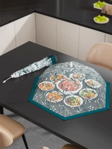 1 buah Jaring Penutup Makanan Lipat, Pelindung Makanan Motif Bunga Hijau, Tersedia dalam Ukuran 70x50/70x70/80cm, Mencegah Lalat dan Serangga Masuk Saat Barbecue & Makan Malam Keluarga - MultiWarna - View 8