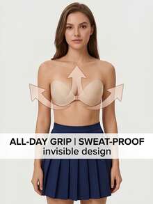 2/1 Pair Adhesive Bra, Reusable, Great Push-Up Effect, Invisible Backless Design, Suitable For All Seasons - Multicolor - View 2
