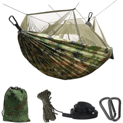GM Bear Rede de Dormir Gigante Reforçada com Mosquiteiro - Ideal para Varanda, Quarto, Sala e Jardim, Cor Camuflada   portative
