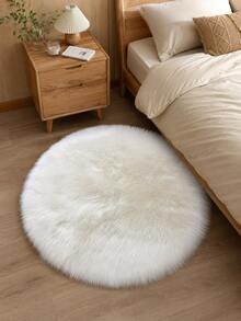 Soft Fluffy White Faux Fur Rug, Suitable For Bedroom, Living Room, Study, Can Be Used As Floor Mat Decoration, Plush Bedroom Rug, Cute Rug - Indoor All-Season Home Decor, Living Room Rug, Round Bedroom Rug, Bedside Rug, Decorative Rug, White Faux Fur Rug, Bedroom Decor, Autumn Home Decor, Room Decor - White - View 3