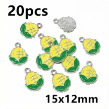 20 piezas de dijes de esmalte con forma de verduras, colgantes de chile, tomate, patata, maíz, zanahoria, dijes de comida, accesorios y hallazgos para hacer joyas DIY - verdura - Ver 31
