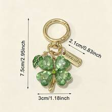 EBUDAE 1pc Lucky Clover Keychain, Shiny Faux Crystal Four-Leaf Clover Key Ring With GOOD LUCK Pendant, Suitable For Bags And Car Decoration, Perfect Gift For Women - Multicolor - View 9