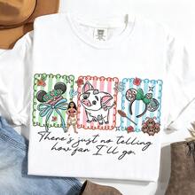 (Loose Version)Retro Disney Moana Princess There's Just No Telling Home Fan I'll GO Shirt, I Am Moana Pua Pig And Hei Hei Tee, Magic Kingdom - 白色 - 查看 1