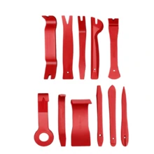 Kit de 4/5/11/12 piezas de herramientas de palanca para desmontar radio, puerta, clip, panel, moldura y salpicadero de automóvil, cuchillas de plástico para desmontaje manual de interior de coche - Rojo - Ver 5