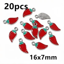 20 piezas de dijes de esmalte con forma de verduras, colgantes de chile, tomate, patata, maíz, zanahoria, dijes de comida, accesorios y hallazgos para hacer joyas DIY - verdura - Ver 37