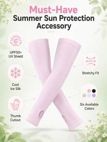Cool And Refreshing Sun Protection Arm Sleeves With Finger Holes, High Elasticity, Breathable And UV Protection, Suitable For Driving, Cycling And Outdoor Sun Protection - A - View 8