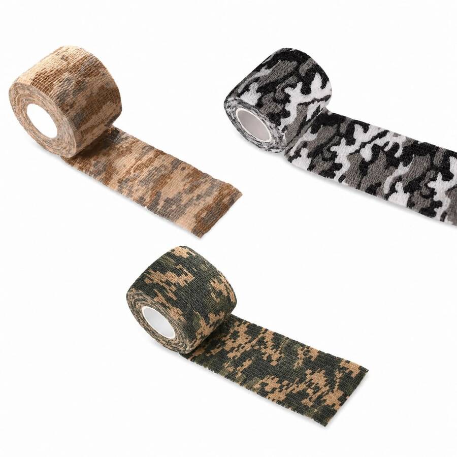 Camouflage Protective Tape, Self-Adhesive Elastic Multi-Purpose Camouflage Fabric Tape, Suitable For Outdoor, Hunting And Tactical Equipment Wrapping - Multicolor - View 1