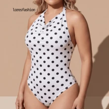 Body Top Halter Mujer Estampado Polka Dots Lunares Moda con Fruncido Delantero y Espalda Abierta Descubierta, Body Elegante Sexy y Fresco que Estiliza y Moldea la Figura, Diseño Halter - Blanco - Ver 4
