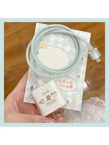 全新 TPU 充電器與線材保護套組，狗與圓點圖案，耐用 18/20W 充電線保護殼，防斷線理線器，相容於 16/15/13/14 手機充電器 - 彩色 - 查看 2