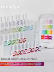 32-Color Fluorescent Macaron Nail Polish Set Is Suitable For All Seasons And Includes A Color Chart, UV Nail Polish, DIY Nail Art Tools, Highly Saturated Magnetic Nail Polish, And Salon-Grade Nail Art Tools. - Hot Pink - View 3