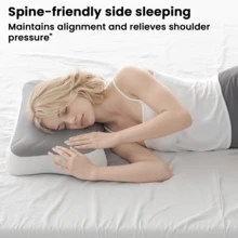 1 buah Bantal Leher Busa Memori untuk Tidur, Bantal Serviks Ergonomis untuk Tempat Tidur, Busa Memori dengan Daya Pantul Lambat untuk Tidur Nyaman, Cocok untuk Semua Posisi Tidur, Sarung Pendingin yang Dapat Dilepas dan Dicuci - Grey - View 5