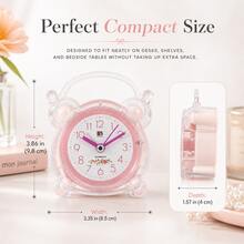 1pc Cute Pink Analog Alarm Clock, Silent Sweep No Ticking, Snooze Function, Rear Night Light Button, ABS Shell, 1 AA Battery Powered Not Included, Desktop Clock For Bedroom Bedside Office Dorm Kitchen, Birthday Christmas Gift - Multicolor - View 7