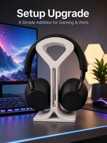 Soporte de escritorio para auriculares impreso en 3D, soporte para auriculares de material PLA moteado, soporte superior ancho, estante de almacenamiento de auriculares de escritorio estable, adecuado para auriculares de juego, auriculares supraaurales, auriculares inalámbricos, configuración de escritorio de oficina y juego - Multicolor - Ver 8