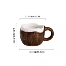 Caneca de café vintage com design de coco, caneca criativa de casca de coco, caneca de chá de cerâmica fofa com vidrado que muda de cor, presente, caneca para casa/pequeno-almoço, caneca - Multicolorido - Ver 7