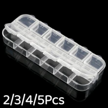 2/3/4/5Pcs Transparent Geometric Nail Art Storage Box, Assemblable And Detachable Plastic Box, Nail Art Dried Flower Organizer, Anti-Drop Rectangular Jewelry Storage Box - Multicolor - View 13