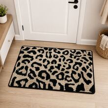 1pc Luxury Leopard Print Bathroom Anti-Slip Mat, Faux Cashmere Rectangular Rug, Absorbent & Non-Slip, Suitable For Bathroom, Toilet, Bedroom, Kitchen Entrance And Other Home Decor, All Season - A - View 4