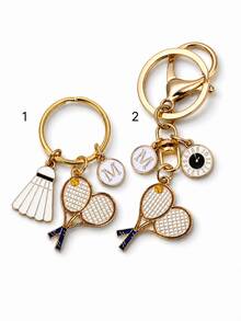 Llavero personalizado para entusiastas de los deportes, colgante de raqueta de tenis & raqueta de bádminton, amuleto de bolso de aleación, accesorio decorativo diario para mochila, regalo para niños y niñas - Multicolor - Ver 12