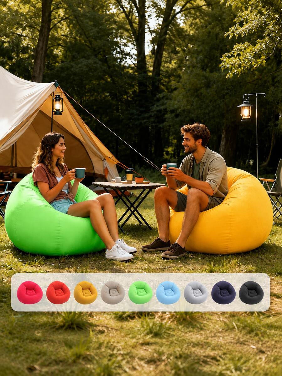 1 pieza Sofá inflable aterciopelado holgado, silla inflable tipo puff suave, adecuado para decoración del hogar y dormitorio, silla de ocio portátil, adecuada para piscina, picnic, camping, patio trasero, playa, dormitorio, relajación interior y exterior, ultra cómodo