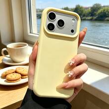 1件裝奢華糖果色液態矽膠 AI 按鈕手機殼，相容 iPhone 17 Air 16 15 14 13 12 11 Pro Max Plus | 超薄防震保護 | 手機 - 黃色 - 查看 4