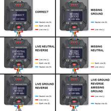 NJTY 1件式 LCD 顯示智能插座測試儀，AC 110-250V 插座測試器，接地線/零線/火線偵測，RCD GFCI 測試，美規/歐規/英規插頭，適用於居家電氣安全檢查 - 彩色 - 查看 6