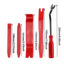 Kit de 4/5/11/12 piezas de herramientas de palanca para desmontar radio, puerta, clip, panel, moldura y salpicadero de automóvil, cuchillas de plástico para desmontaje manual de interior de coche - Rojo - Ver 3