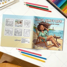 Buku Mewarnai Dewasa & Anak-Anak "Life Cozy Relaxing", Desain Minimalis Besar untuk Membantu Anda Bersantai, Termasuk Pola dan Mandala yang Lucu dan Nyaman (Berani & Mudah Diwarnai), Hadiah Hari Ibu, Perlengkapan Kembali ke Sekolah - Kehidupan sehari-hari seorang gadis kulit hitam - View 4